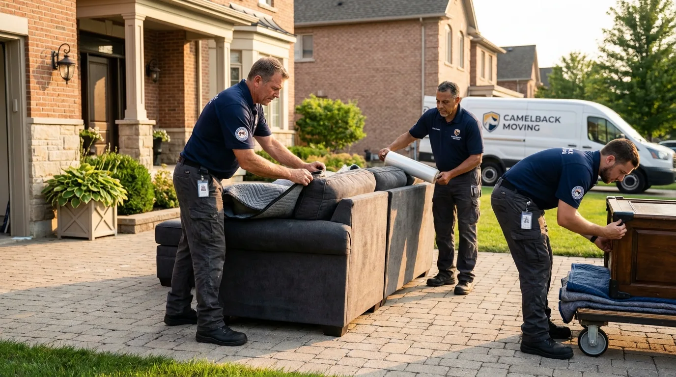 Large estate moving crew wrapping furniture in Parker, CO