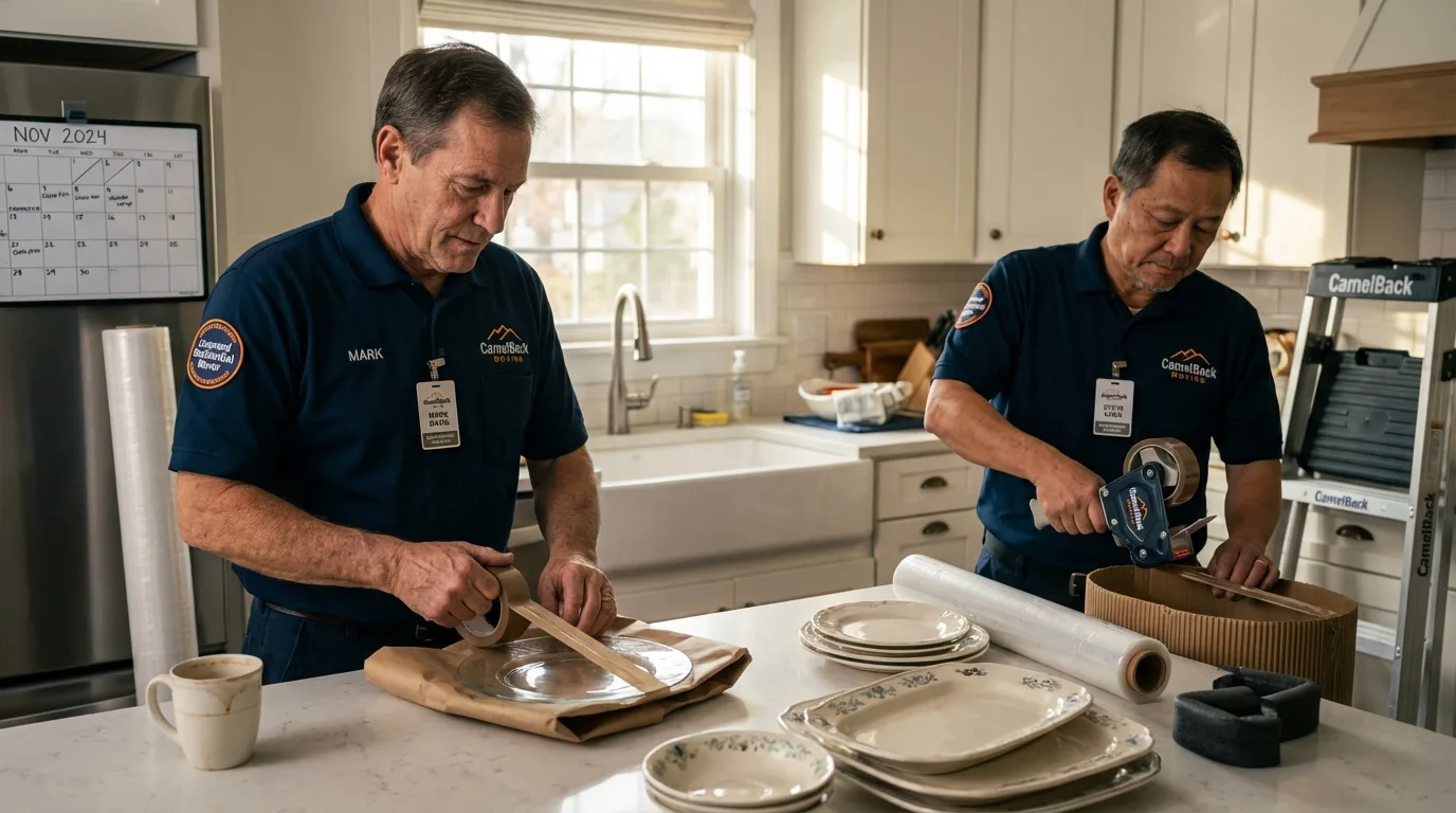 Professional crew packing kitchen dishware in Parker, CO